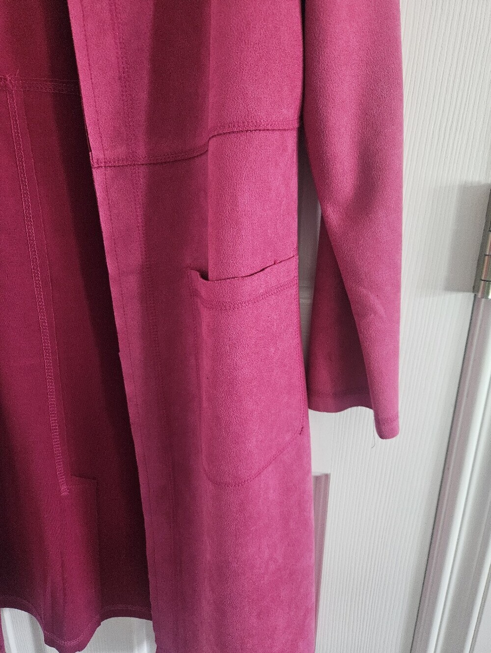 NWOT Solitaire Pink Faux Suede Longline Duster Open Front Cardigan/Jacket - Picture 5 of 10